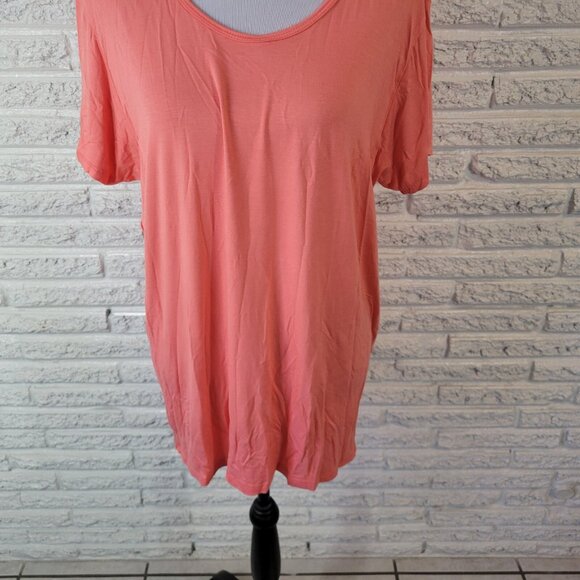 Agnes Dora Womens Top 2XL Plus Tee Short Sleeve Orange Lightweight PIN56E - Picture 4 of 10